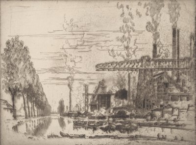 Bruselský kanál, moderní Hobbema, 1910. od Joseph Pennell
