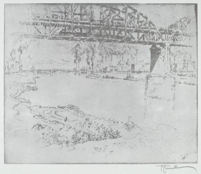 The City Bridge, St. Louis [dole], v roce 1919 nebo později. od Joseph Pennell