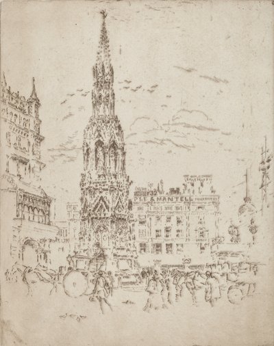 Elinor Cross, před nádražím Charing Cross, 1906. od Joseph Pennell