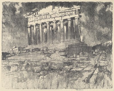 Fasáda Parthenonu, Západ slunce, 1913. od Joseph Pennell