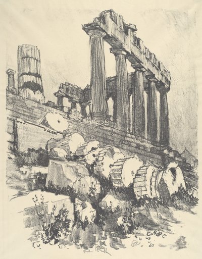 Padlý sloup, Atény od Joseph Pennell