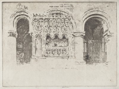 Hrob zakladatele, kostel svatého Bartoloměje Velikého od Joseph Pennell