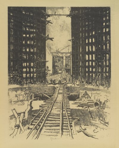 Brány Pedro Miguel Lock, 1912 od Joseph Pennell