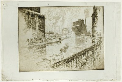 The Grain Elevators, Chicago od Joseph Pennell