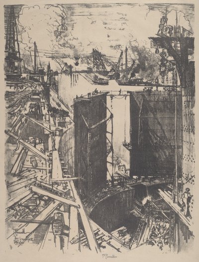 Strážní brána, Gatun Lock, 1912. od Joseph Pennell