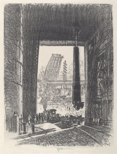 The Gun Pit, No.I, 1917. od Joseph Pennell