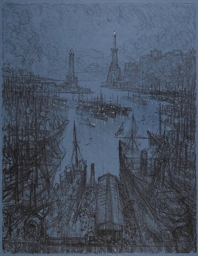 Přístav, Janov, 1913 od Joseph Pennell