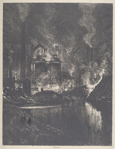 Ohnivé jezero, Charleroi, 1911. od Joseph Pennell