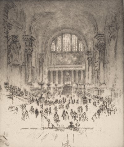 The Marble Hall, Pennsylvania Station, New York, 1919. od Joseph Pennell