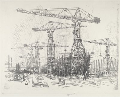 Stará loděnice, 1916. od Joseph Pennell