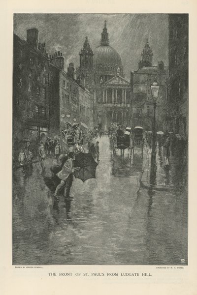 Přední část katedrály svatého Pavla z Ludgate Hill od Joseph Pennell