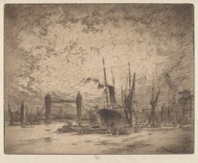 Tower Bridge, večer od Joseph Pennell