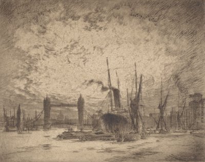 Tower Bridge, večer, 1905. od Joseph Pennell