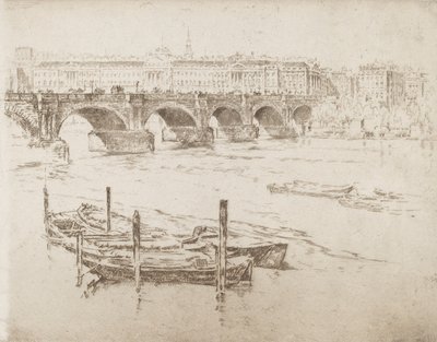 Waterloo Bridge a Somerset House, 1905. od Joseph Pennell