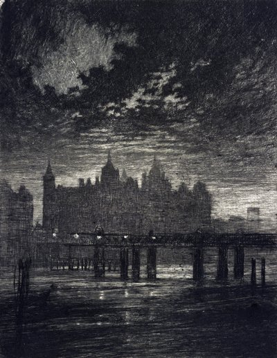 Soudní dvůr Whitehall v Londýně. od Joseph Pennell