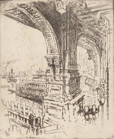 V rámci trajektu, Cortlandt Street, New York, 1919. od Joseph Pennell