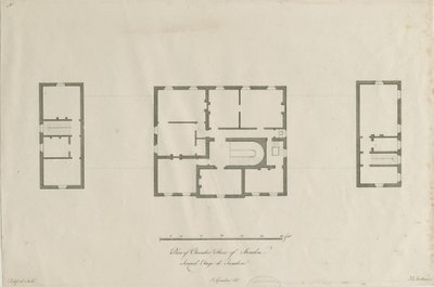 Sandon Hall - Plán podlahy komory: rytina, nd [1769-1771] (tisk) od Joseph Pickford