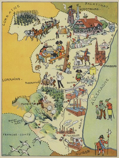 Alsasko (barevná litografie) od Joseph Porphyre Pinchon