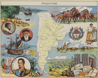 Argentina (barevná litografie) od Joseph Porphyre Pinchon