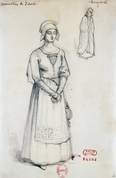 Kostým pro postavu Markéty ve Faustově prokletí od Hectora Berlioze, skica Joseph Porphyre Pinchon (1871-1953) od Joseph Porphyre Pinchon