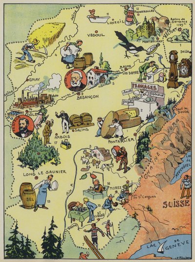 France-Compte (barevná litografie) od Joseph Porphyre Pinchon