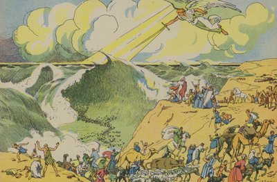 Mojžíš při přechodu Rudého moře (barevná litografie) od Joseph Porphyre Pinchon