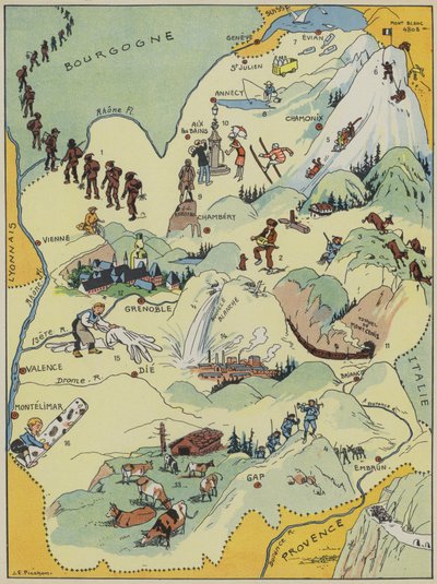 Savoie-Dauphine (barevná litografie) od Joseph Porphyre Pinchon