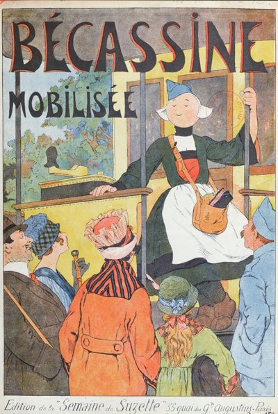 Odjezd Becassine, obálka "Becassine Mobilisee", z "la Semaine de la Suzette", cca 1914 (barevná litografie) od Joseph Porphyre Pinchon
