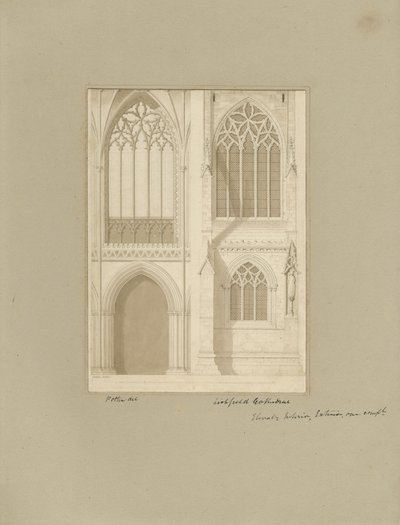 Interiér katedrály Lichfield - Sbor: sépiová kresba, [1819] (kresba) od Joseph Potter