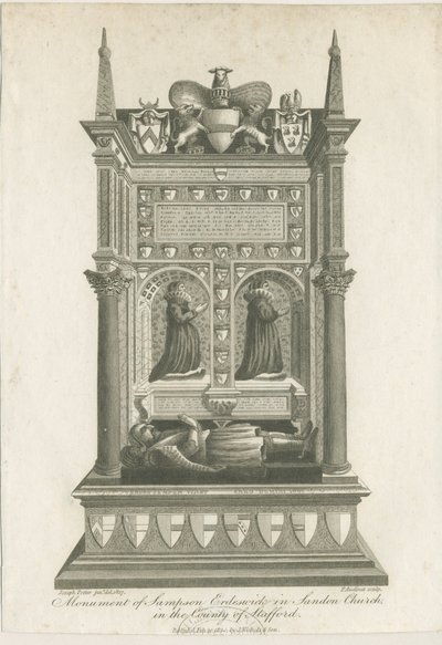 Sandon Church - Tomb of Sampson Erdeswicke: rytina od Joseph Potter