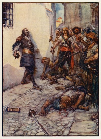Tento statečný muž bojoval zuřivě a dlouho (barevná litografie) od Joseph Ratcliffe (after) Skelton