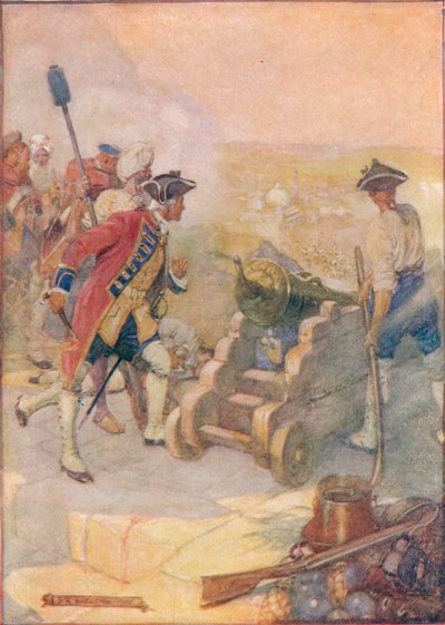 Clive sám vypálil jednu ze zbraní, c1908, c1920. od Joseph Ratcliffe Skelton