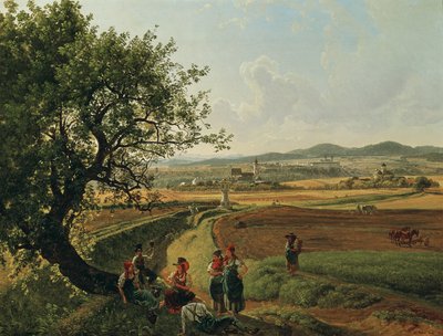 Pohled na panství Emmersdorf a zámek Rothenhof s klášterem Melk v pozadí od Joseph Rebell