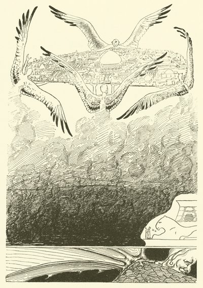 Čtyři rackové džinové (rytina) od Joseph Rudyard (after) Kipling