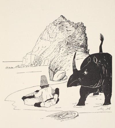 Parsee začíná jíst svůj dort na Neobývaném ostrově, ilustrace z 