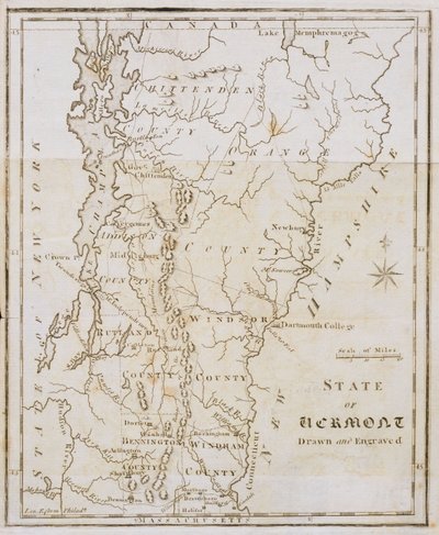 Mapa státu Vermont od Joseph Scott