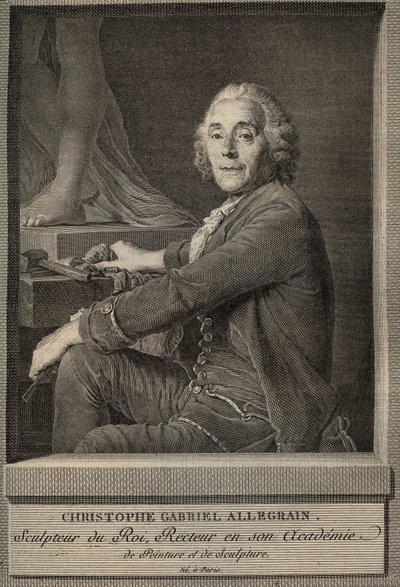 Portrét Christophe-Gabriel (Christophe Gabriel) Allegrain (1710-1795) francouzský sochař - rytina podle obrazu Josepha-Siffreina Duplessise od Joseph Siffred (after) Duplessis