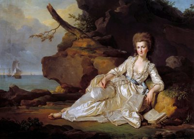 Portrét vévodkyně z Chartres (1753-1821) v přítomnosti nádoby Ducha svatého, která bere vévodu z Chartres do bitvy u Ouessant Obraz od Josepha Siffreda Duplessise (1725-1802) (Joseph-Siffred, Joseph Siffrede, Joseph Siffrede, Jose od Joseph Siffred Duplessis