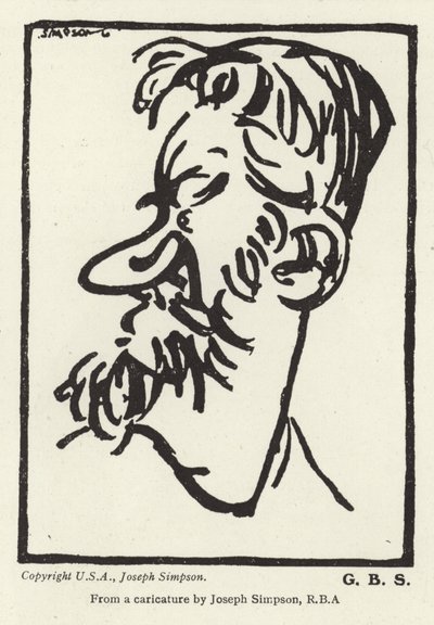 Karikatura George Bernarda Shawa od Joseph Simpson