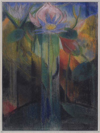 Listí džungle, cca 1918-9 (pastel na papíře potaženém gázou) od Joseph Stella