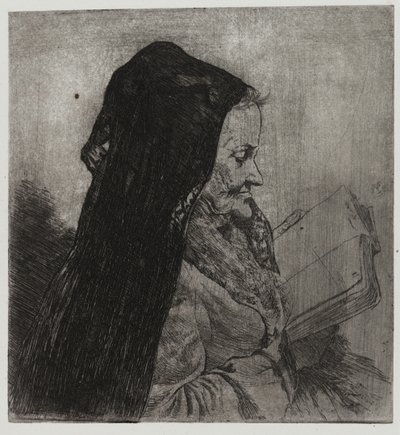 Stará žena čtení, tisk Sigmund Abeles a Edmond Casarella od Joseph Stella