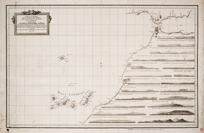 Mapa západního pobřeží Afriky a Kanárských ostrovů od Joseph Varelay Ulloa