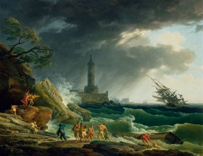 Bouře na pobřeží Středozemního moře od Joseph Vernet