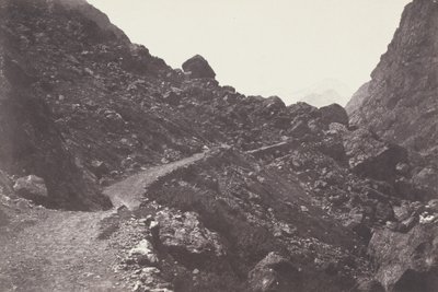 Saint-Sauveur. Sentier du chaos conduisant à Gavarnie (Saint-Sauveur. Cesta k chaosu vedoucí do Gavarnie),1853 (foto) od Joseph Vigier
