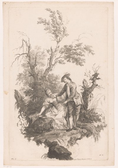 Muž a žena s košem drůbeže Léto Four Seasons (název série) od Joseph Wagner (possibly)