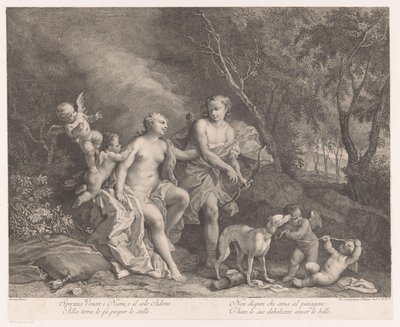 Venuše a Adonis jako milenci se čtyřmi putti od Joseph Wagner (possibly)