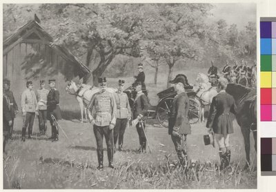 Císař František Josef I. a císař Vilém II. na náměstí Rendezvousplatz (Rendezvous) v Totisu od Joseph Walter