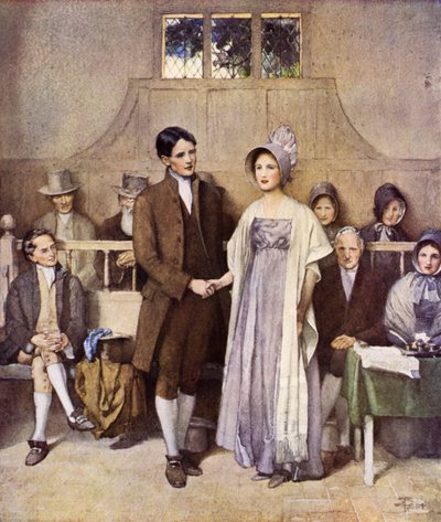 Kvakerská svatba, láska a věrnost (barevné lito) od Joseph Walter West