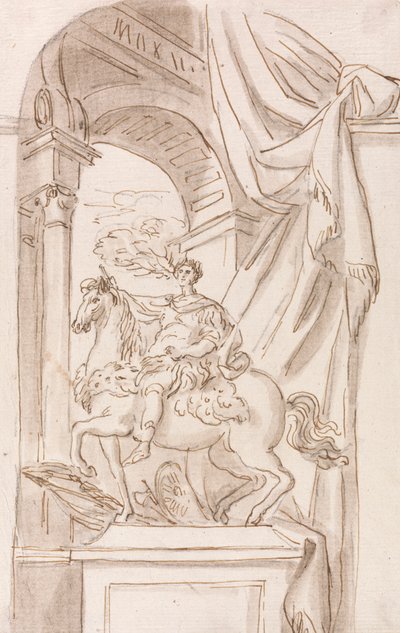 Studie sochy Karla Velikého Agostina Cornacchiniho, bazilika sv. Petra, Řím od Joseph Wilton