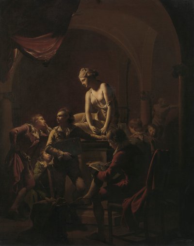 Academy od Lamplight od Joseph Wright of Derby